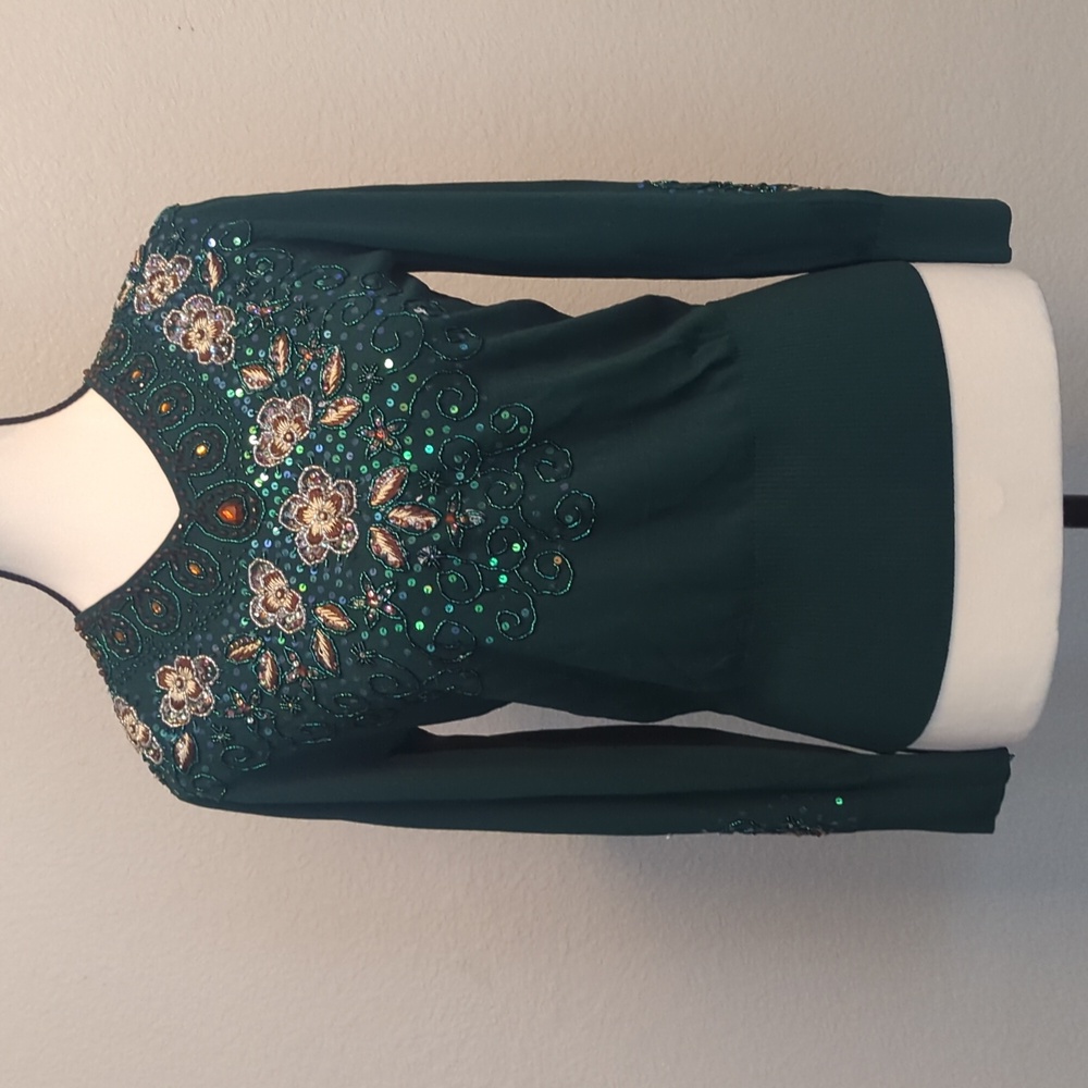 Marjan Beaded Green Holiday Sweater – Size  S